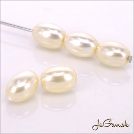 Voskované perly OLIVA 8x6mm biela, 10ks (vpt306)